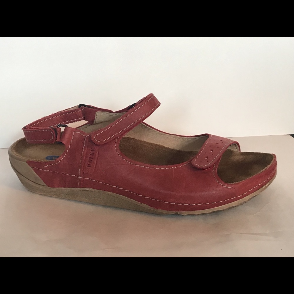 Wolky ‘Cortes’ Red Leather 3 Strap Sandal EU 37
